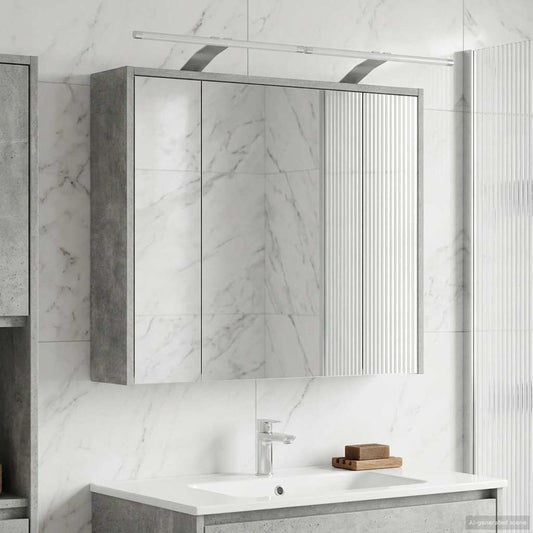 vidaXL Bathroom Mirror Cabinet Concrete Grey 73.5 x 16 x 62.5 cm