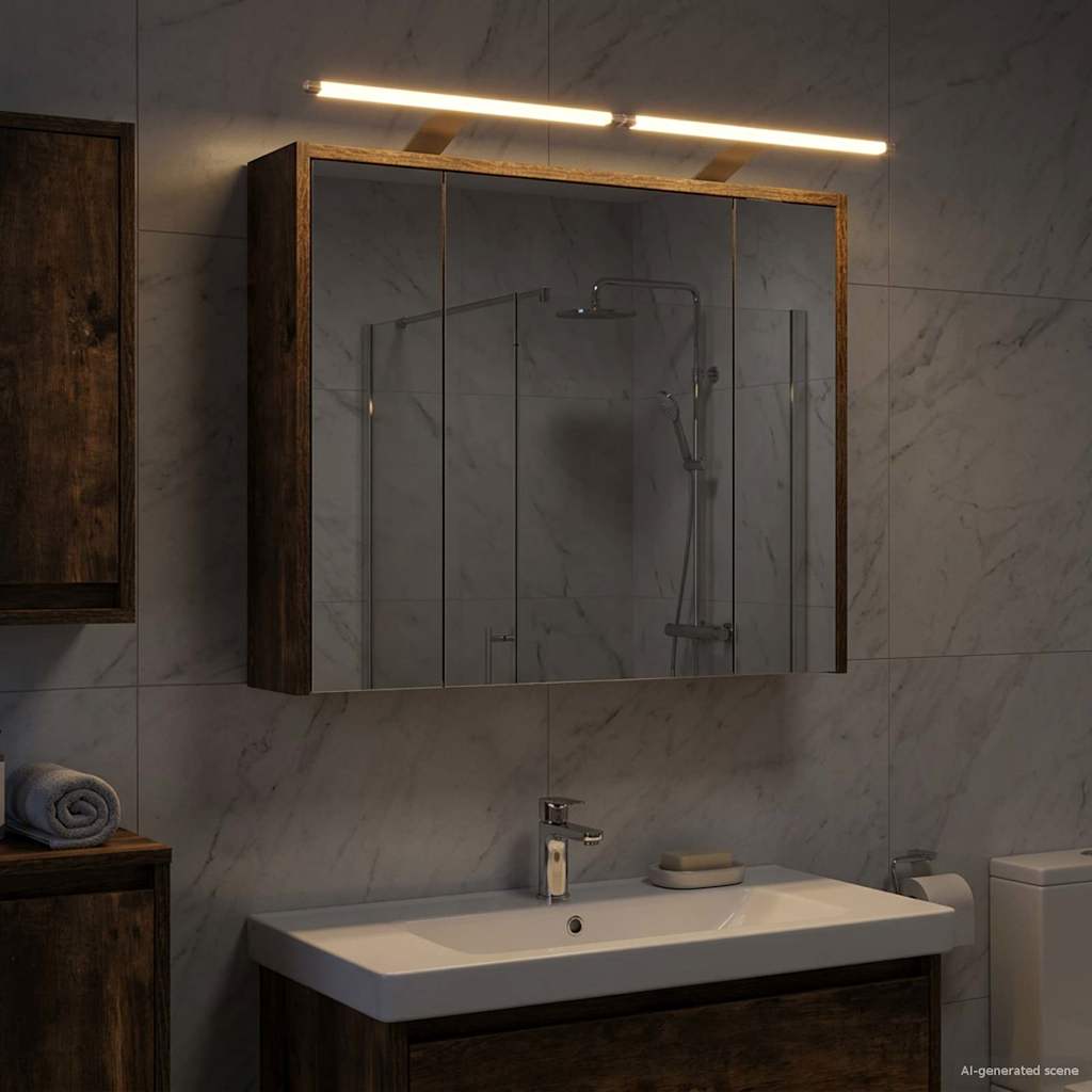 vidaXL Bathroom Mirror Cabinet Smoked Oak 73.5 x 16 x 62.5 cm