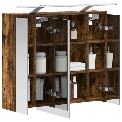 vidaXL Bathroom Mirror Cabinet Smoked Oak 73.5 x 16 x 62.5 cm