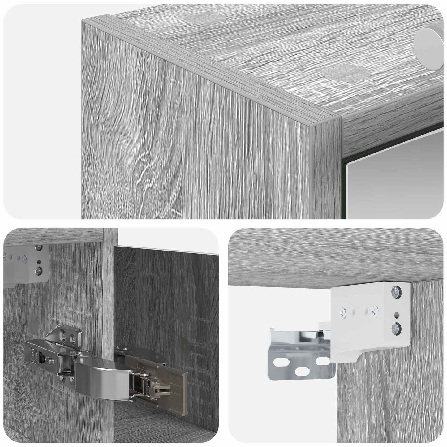 vidaXL Bathroom Mirror Cabinet Grey Sonoma 73.5 x 16 x 62.5 cm