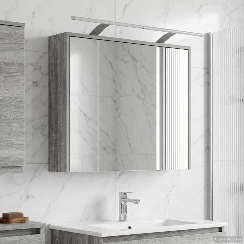 vidaXL Bathroom Mirror Cabinet Grey Sonoma 73.5 x 16 x 62.5 cm
