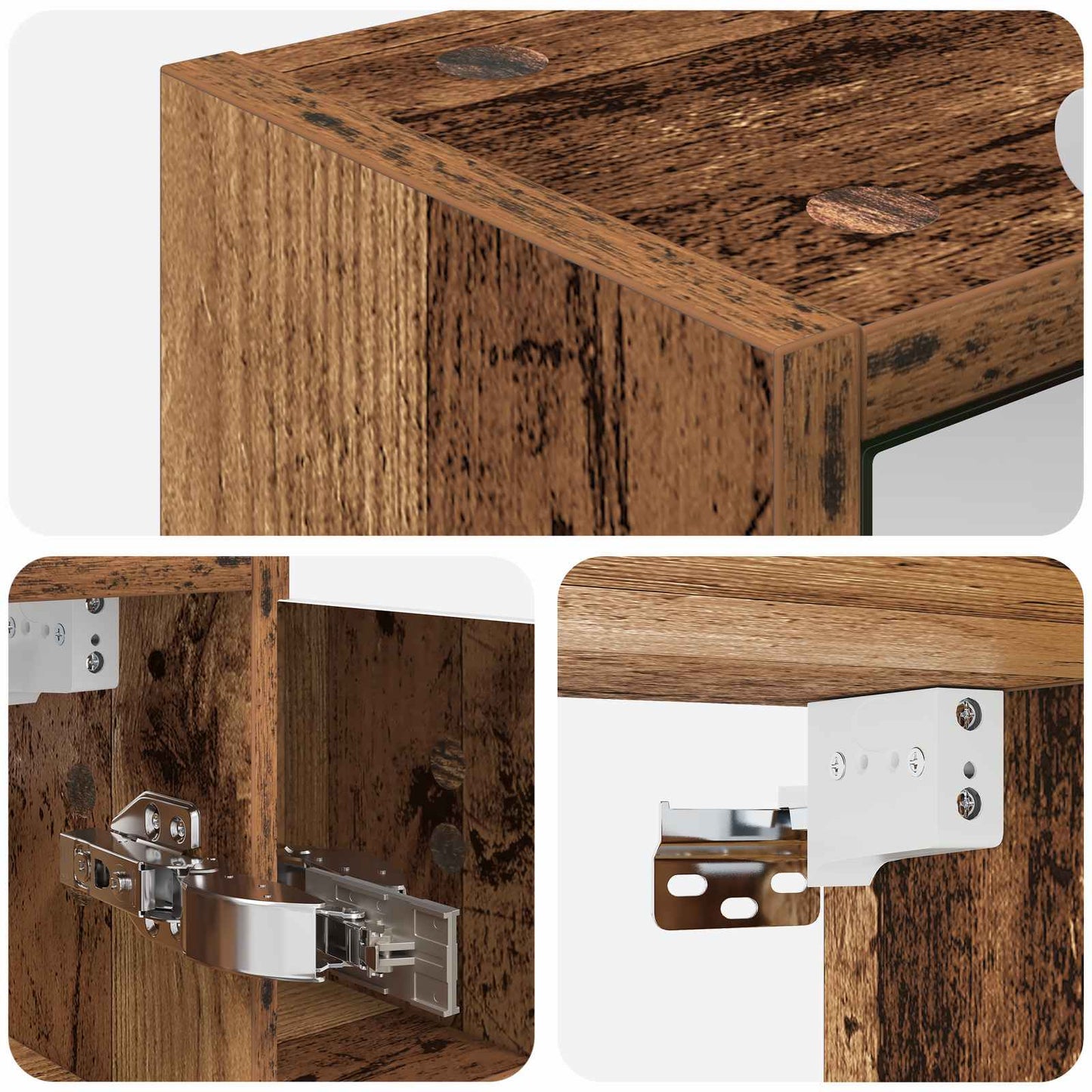 vidaXL Bathroom Mirror Cabinet Old Wood 73.5 x 16 x 62.5 cm