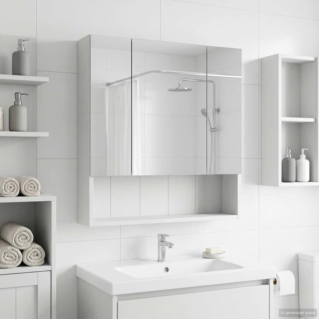 vidaXL Bathroom Mirror Cabinet White 60 x 14.5 x 70 cm Engineered wood
