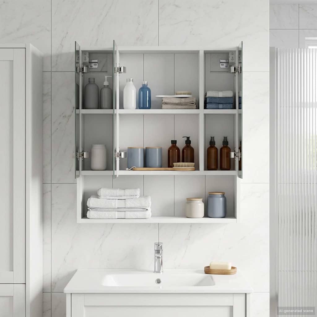 vidaXL Bathroom Mirror Cabinet White 60 x 14.5 x 70 cm Engineered wood