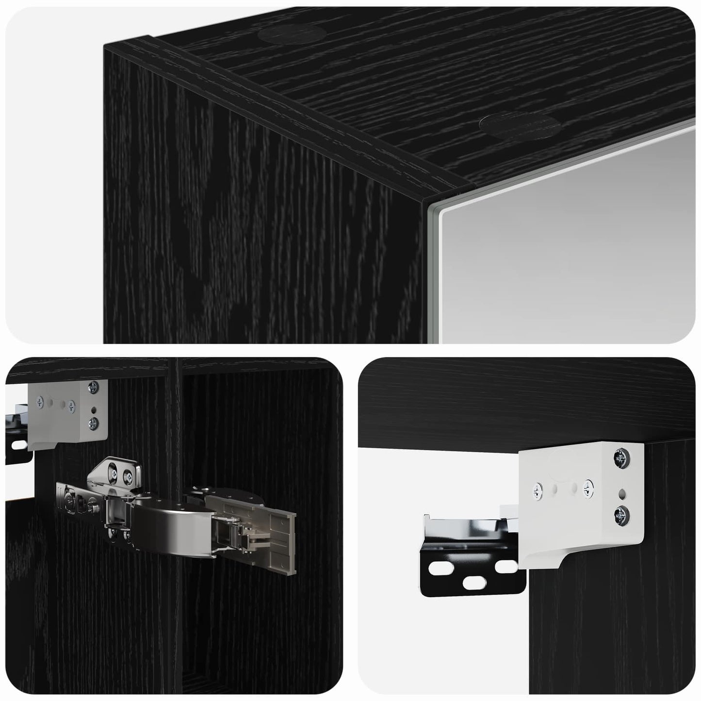 vidaXL Bathroom Mirror Cabinet with Shelf Black Oak 60 x 14.5 x 70 cm