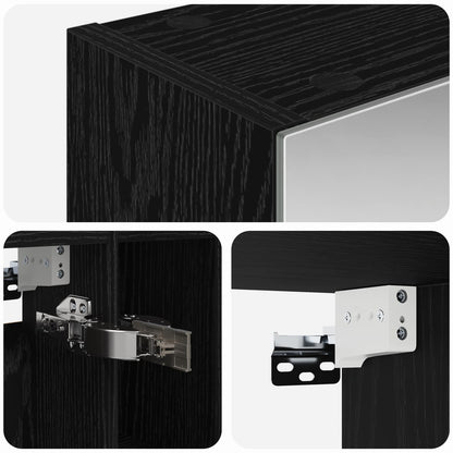 vidaXL Bathroom Mirror Cabinet with Shelf Black Oak 60 x 14.5 x 70 cm