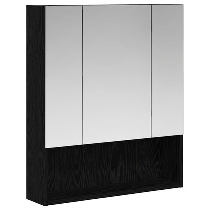 vidaXL Bathroom Mirror Cabinet with Shelf Black Oak 60 x 14.5 x 70 cm