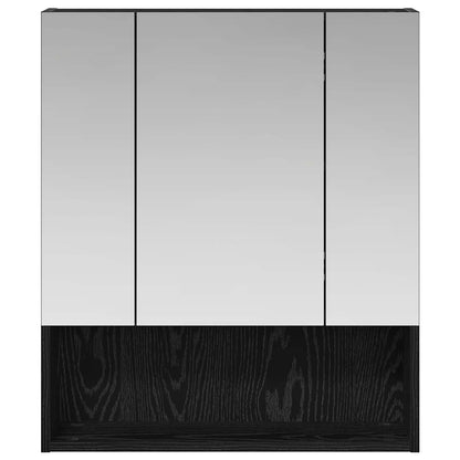 vidaXL Bathroom Mirror Cabinet with Shelf Black Oak 60 x 14.5 x 70 cm