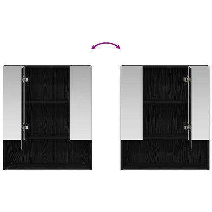 vidaXL Bathroom Mirror Cabinet with Shelf Black Oak 60 x 14.5 x 70 cm