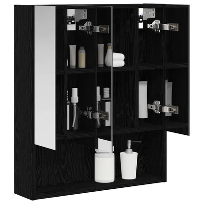 vidaXL Bathroom Mirror Cabinet with Shelf Black Oak 60 x 14.5 x 70 cm