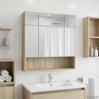 vidaXL Bathroom Mirror Cabinet with Shelf Sonoma Oak 60 x 14.5 x 70 cm