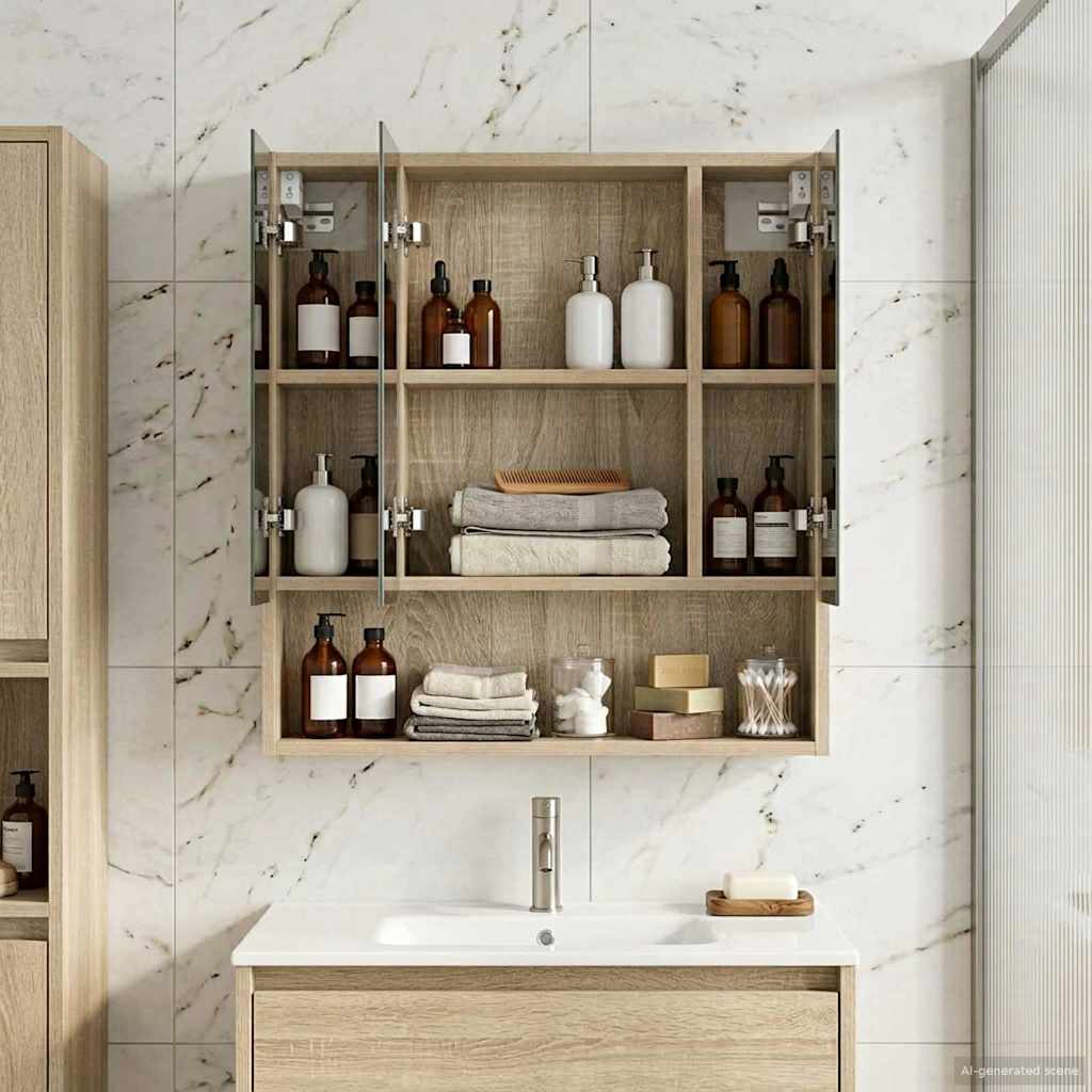 vidaXL Bathroom Mirror Cabinet with Shelf Sonoma Oak 60 x 14.5 x 70 cm
