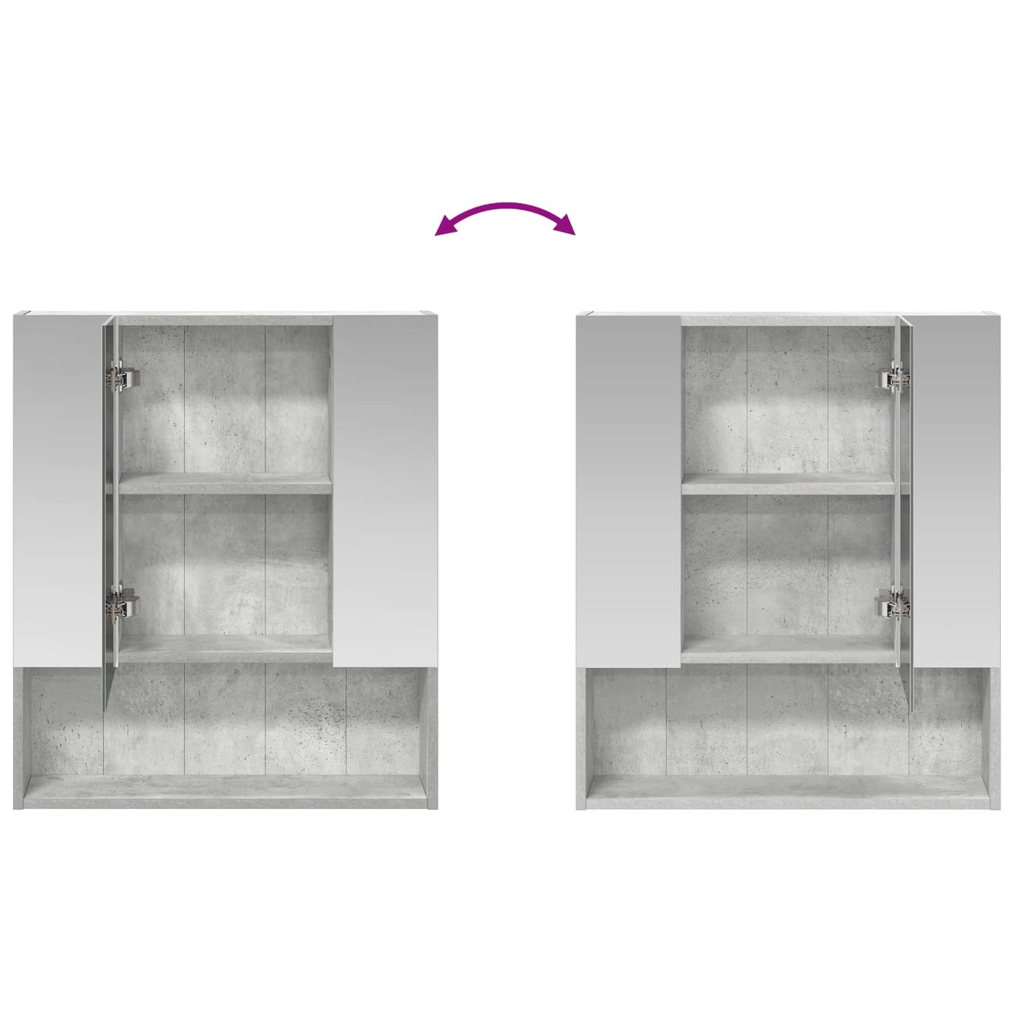 vidaXL Bathroom Mirror Cabinet Concrete Grey 60 x 14.5 x 70 cm