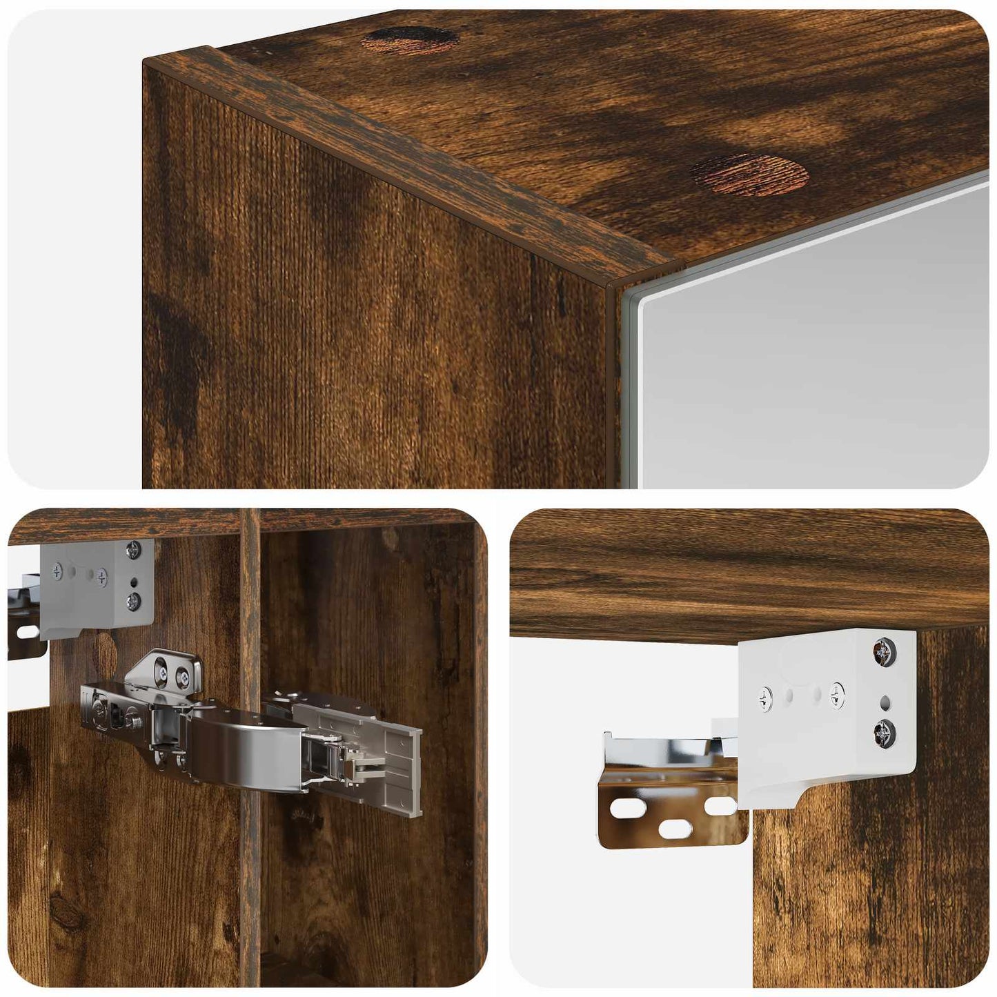 vidaXL Bathroom Mirror Cabinet Smoked Oak 60 x 14.5 x 70 cm