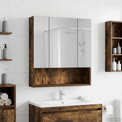 vidaXL Bathroom Mirror Cabinet Smoked Oak 60 x 14.5 x 70 cm