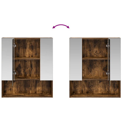 vidaXL Bathroom Mirror Cabinet Smoked Oak 60 x 14.5 x 70 cm