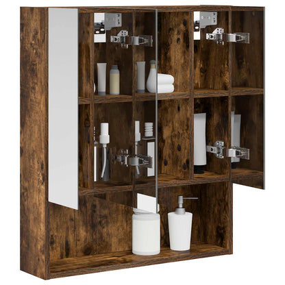 vidaXL Bathroom Mirror Cabinet Smoked Oak 60 x 14.5 x 70 cm
