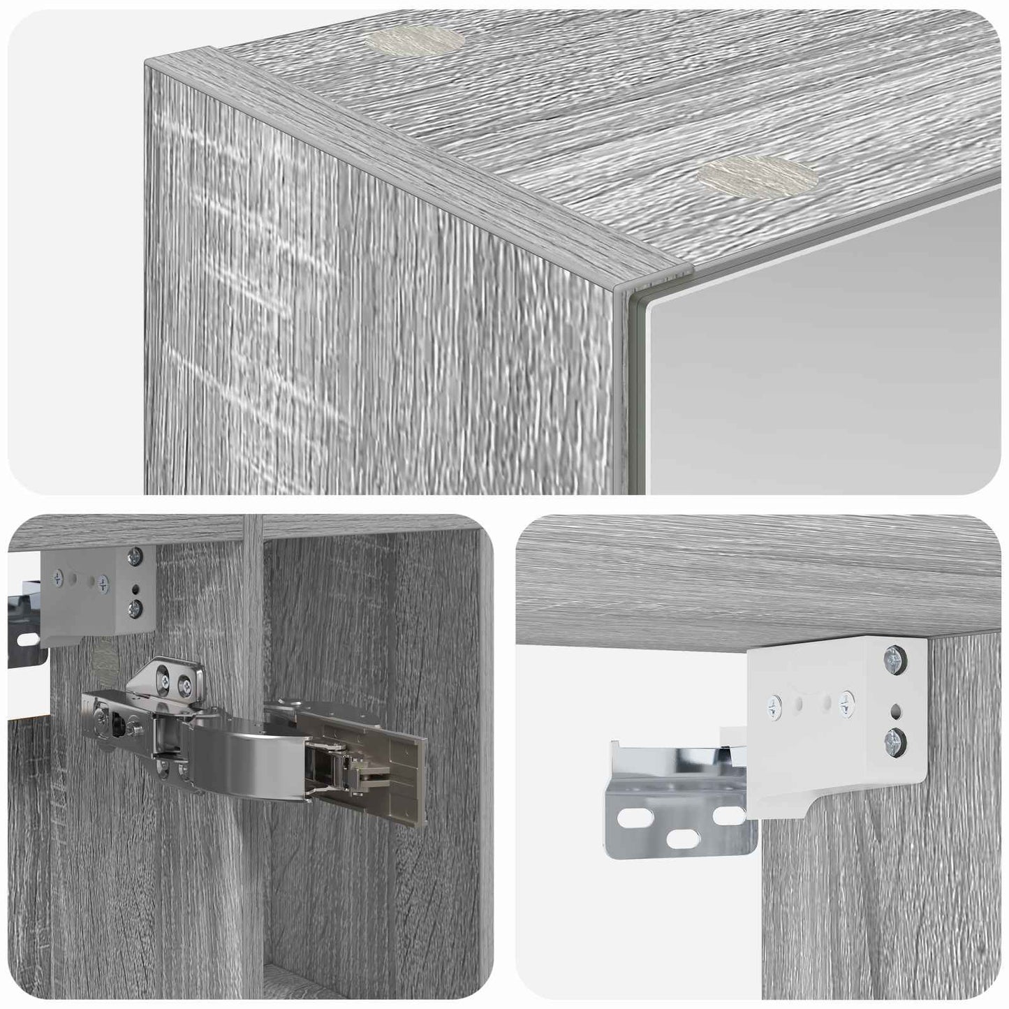 vidaXL Bathroom Mirror Cabinet with Door Grey Sonoma 60 x 14.5 x 70 cm