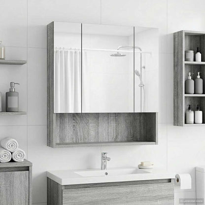 vidaXL Bathroom Mirror Cabinet with Door Grey Sonoma 60 x 14.5 x 70 cm