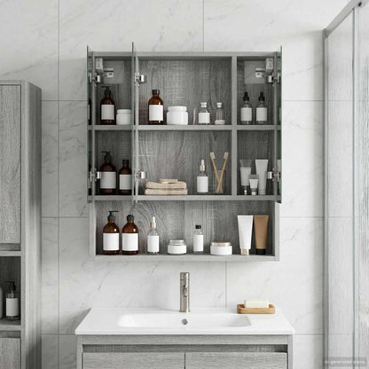 vidaXL Bathroom Mirror Cabinet with Door Grey Sonoma 60 x 14.5 x 70 cm