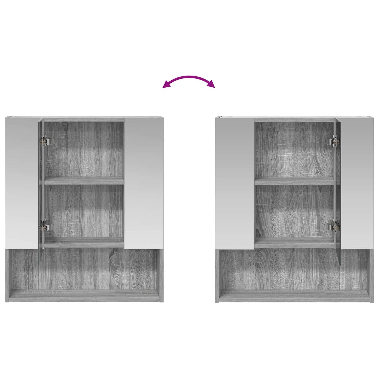 vidaXL Bathroom Mirror Cabinet with Door Grey Sonoma 60 x 14.5 x 70 cm