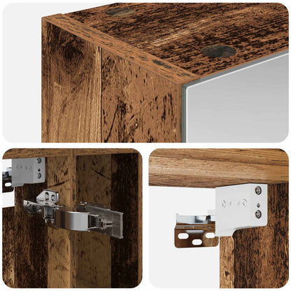 vidaXL Bathroom Mirror Cabinet with Shelf Old Wood 60 x 14.5 x 70 cm