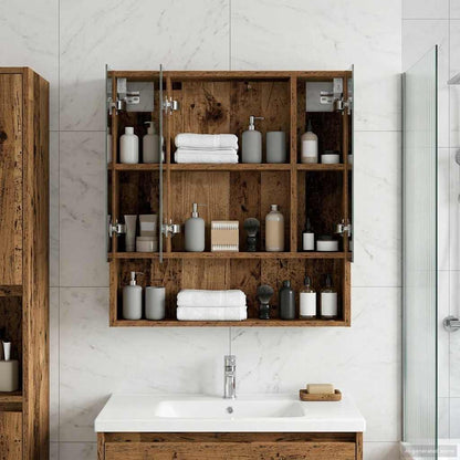 vidaXL Bathroom Mirror Cabinet with Shelf Old Wood 60 x 14.5 x 70 cm