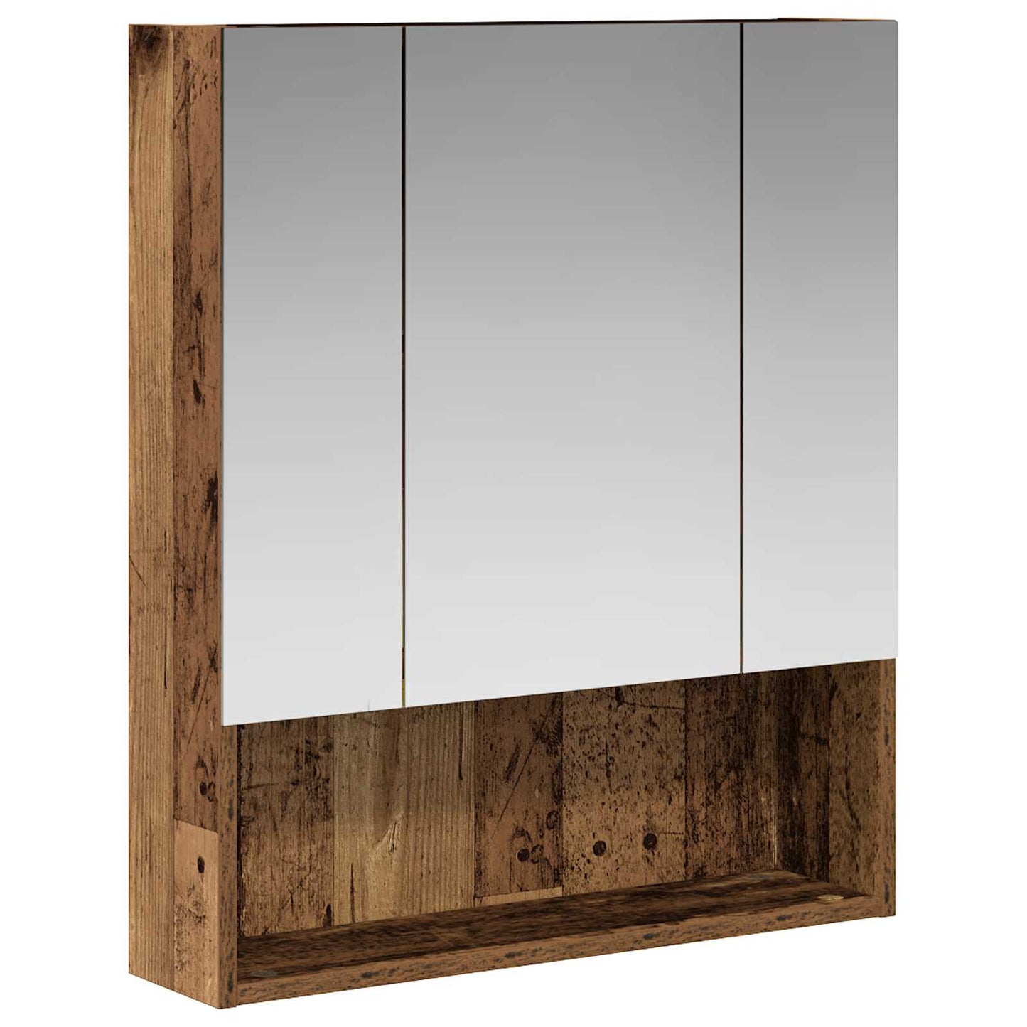 vidaXL Bathroom Mirror Cabinet with Shelf Old Wood 60 x 14.5 x 70 cm
