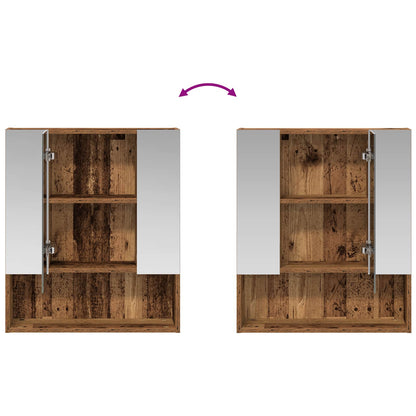 vidaXL Bathroom Mirror Cabinet with Shelf Old Wood 60 x 14.5 x 70 cm