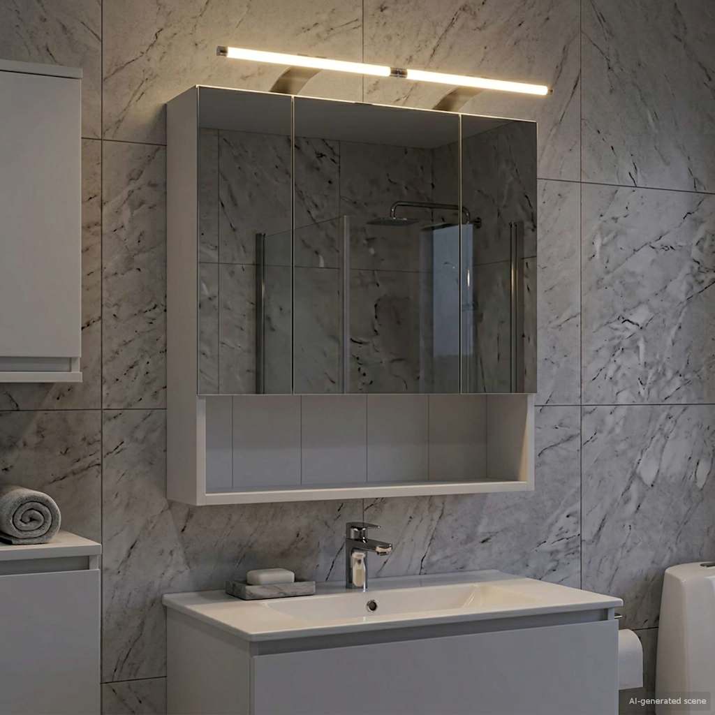 vidaXL Bathroom Mirror Cabinet White 60 x 14.5 x 70 cm Engineered wood
