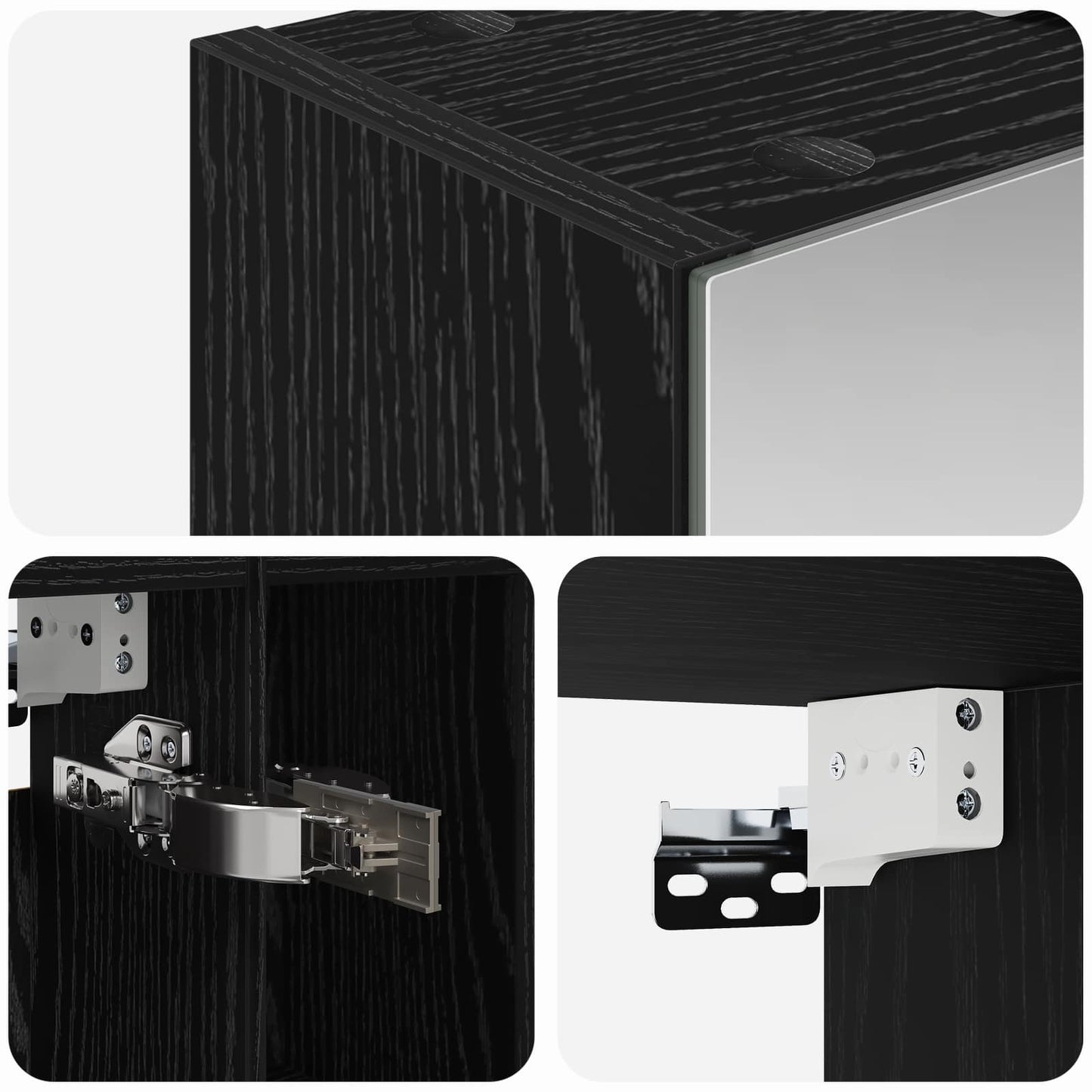 vidaXL Bathroom Mirror Cabinet with Shelf Black Oak 60 x 14.5 x 70 cm