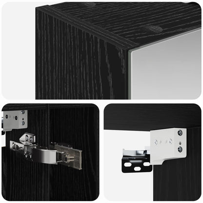 vidaXL Bathroom Mirror Cabinet with Shelf Black Oak 60 x 14.5 x 70 cm