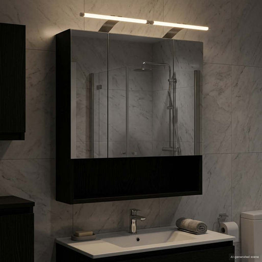 vidaXL Bathroom Mirror Cabinet with Shelf Black Oak 60 x 14.5 x 70 cm
