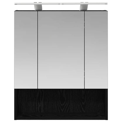 vidaXL Bathroom Mirror Cabinet with Shelf Black Oak 60 x 14.5 x 70 cm