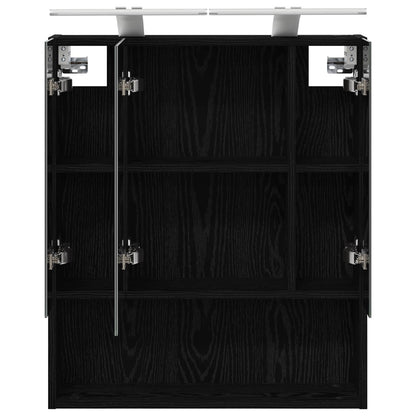vidaXL Bathroom Mirror Cabinet with Shelf Black Oak 60 x 14.5 x 70 cm