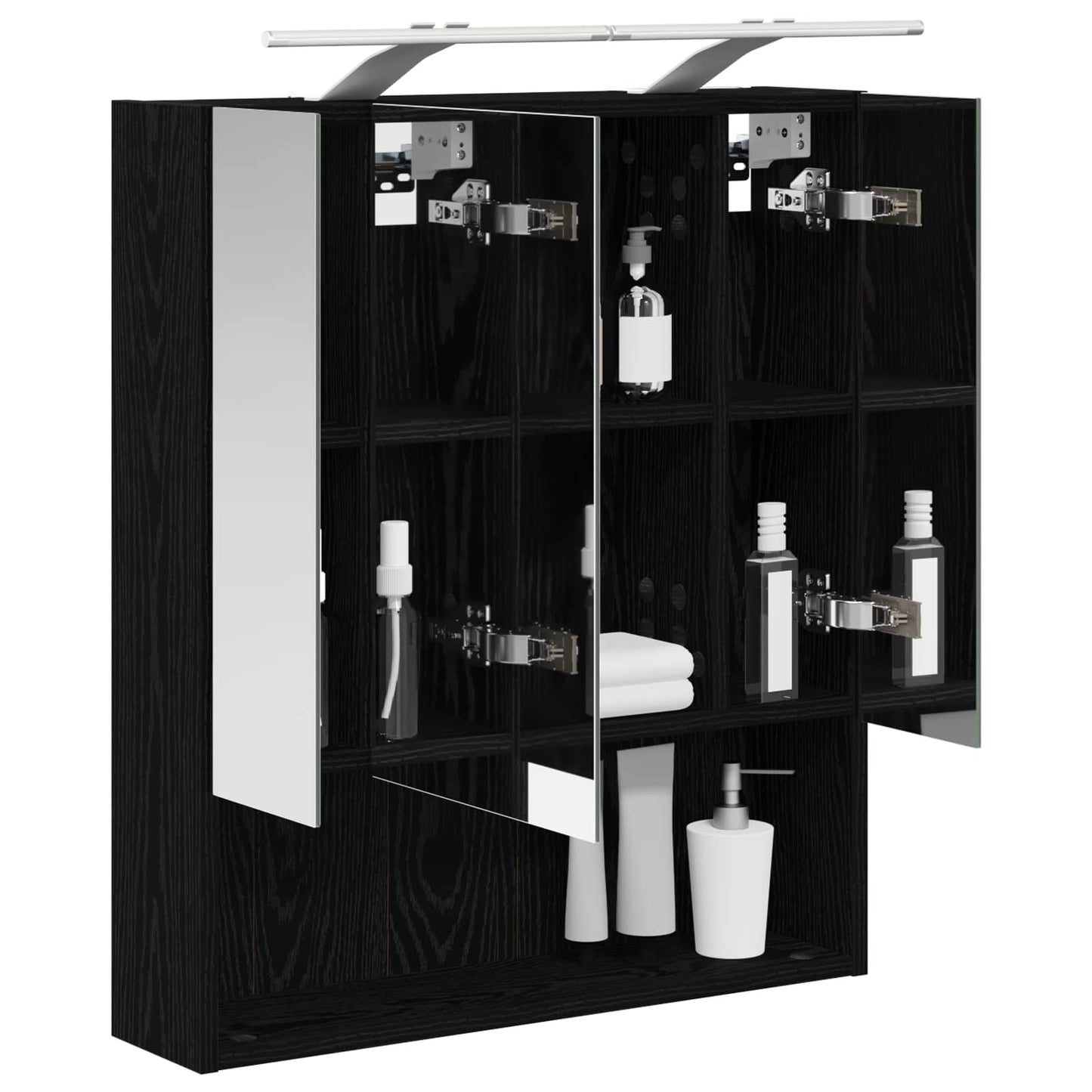 vidaXL Bathroom Mirror Cabinet with Shelf Black Oak 60 x 14.5 x 70 cm