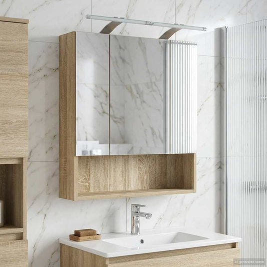 vidaXL Bathroom Mirror Cabinet with Shelf Sonoma Oak 60 x 14.5 x 70 cm