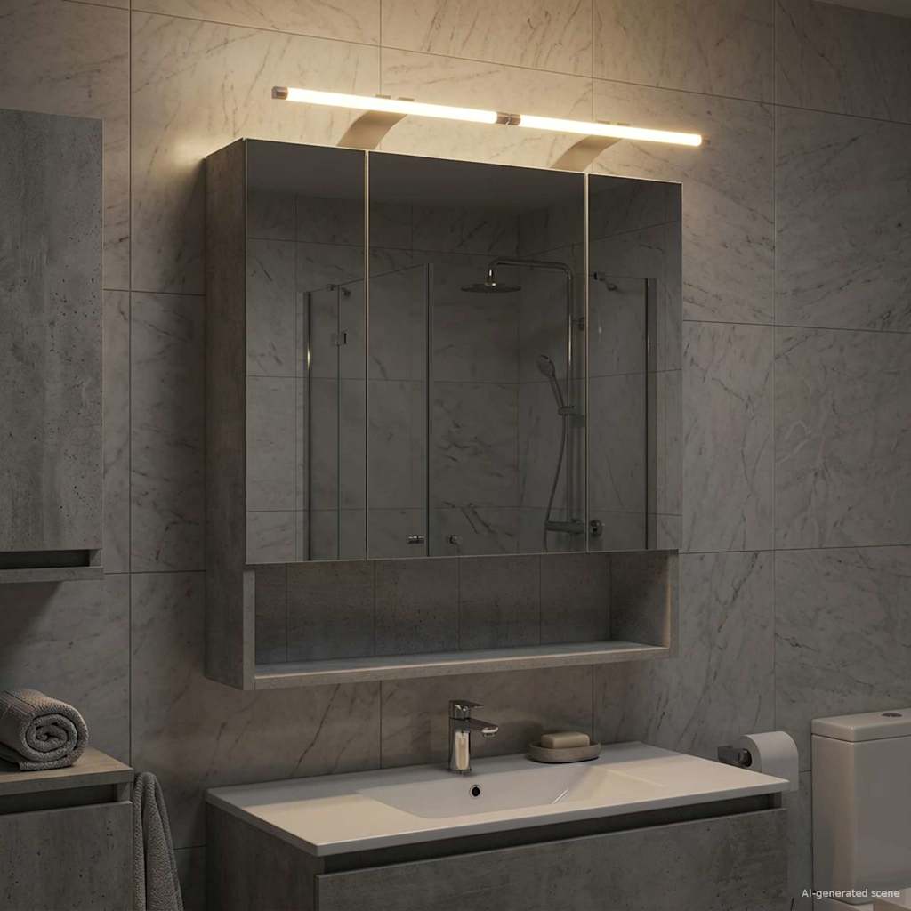 vidaXL Bathroom Mirror Cabinet Concrete Grey 60 x 14.5 x 70 cm