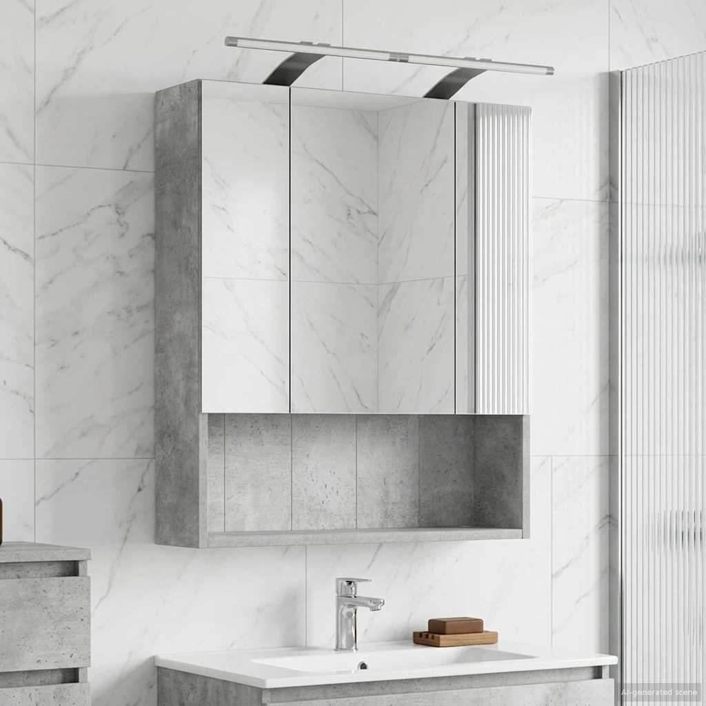 vidaXL Bathroom Mirror Cabinet Concrete Grey 60 x 14.5 x 70 cm