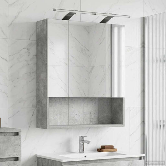 vidaXL Bathroom Mirror Cabinet Concrete Grey 60 x 14.5 x 70 cm