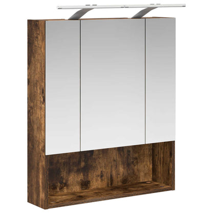 vidaXL Bathroom Mirror Cabinet with Shelf Smoked Oak 60 x 14.5 x 70 cm