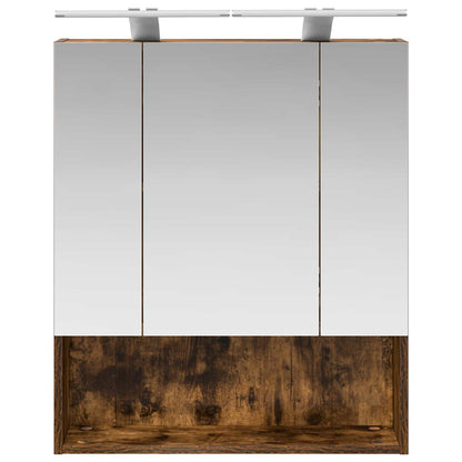 vidaXL Bathroom Mirror Cabinet with Shelf Smoked Oak 60 x 14.5 x 70 cm