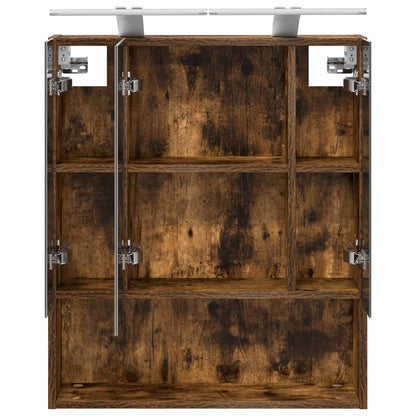 vidaXL Bathroom Mirror Cabinet with Shelf Smoked Oak 60 x 14.5 x 70 cm