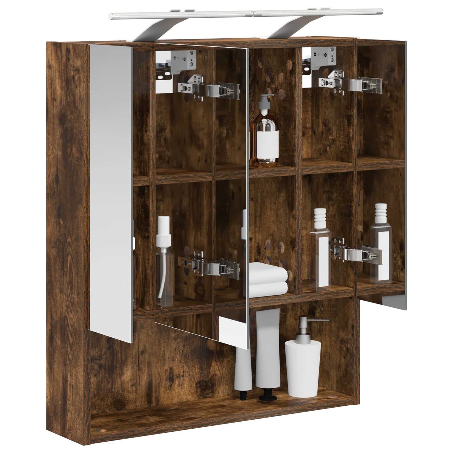 vidaXL Bathroom Mirror Cabinet with Shelf Smoked Oak 60 x 14.5 x 70 cm