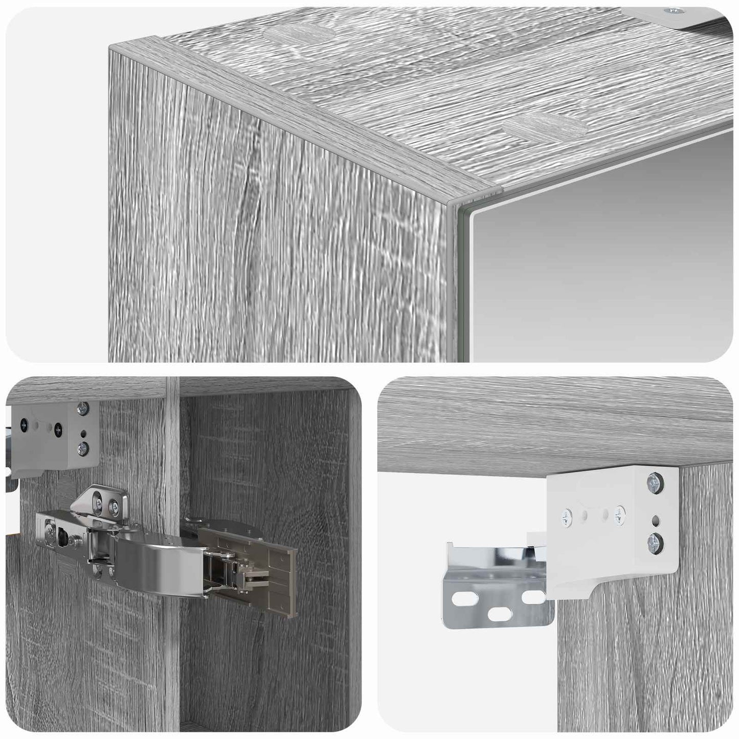 vidaXL Bathroom Mirror Cabinet with Door Grey Sonoma 60 x 14.5 x 70 cm