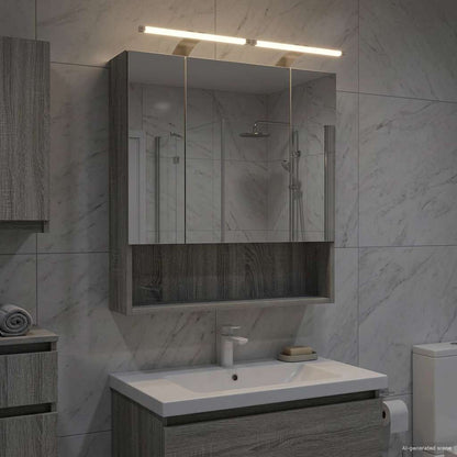 vidaXL Bathroom Mirror Cabinet with Door Grey Sonoma 60 x 14.5 x 70 cm