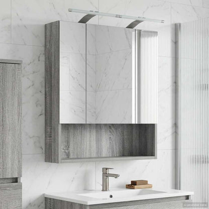 vidaXL Bathroom Mirror Cabinet with Door Grey Sonoma 60 x 14.5 x 70 cm