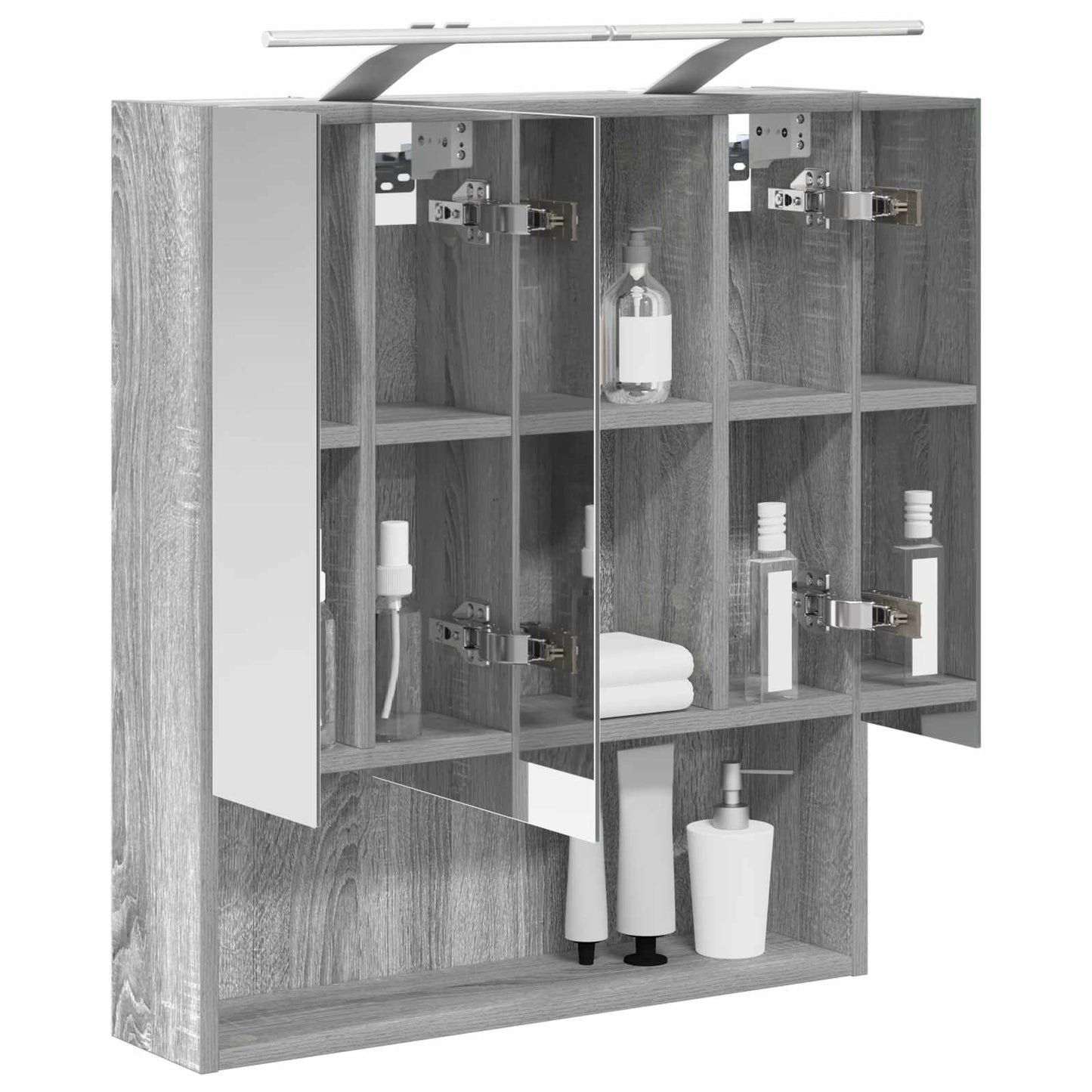 vidaXL Bathroom Mirror Cabinet with Door Grey Sonoma 60 x 14.5 x 70 cm