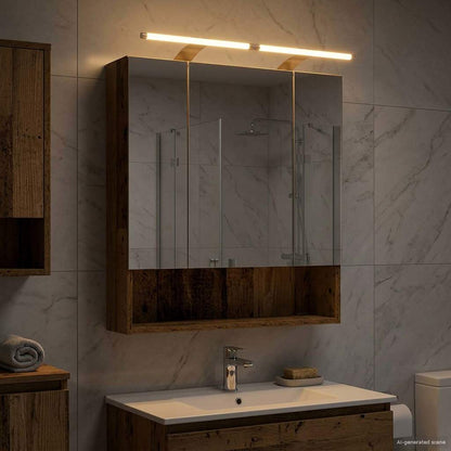 vidaXL Bathroom Mirror Cabinet with Shelf Old Wood 60 x 14.5 x 70 cm