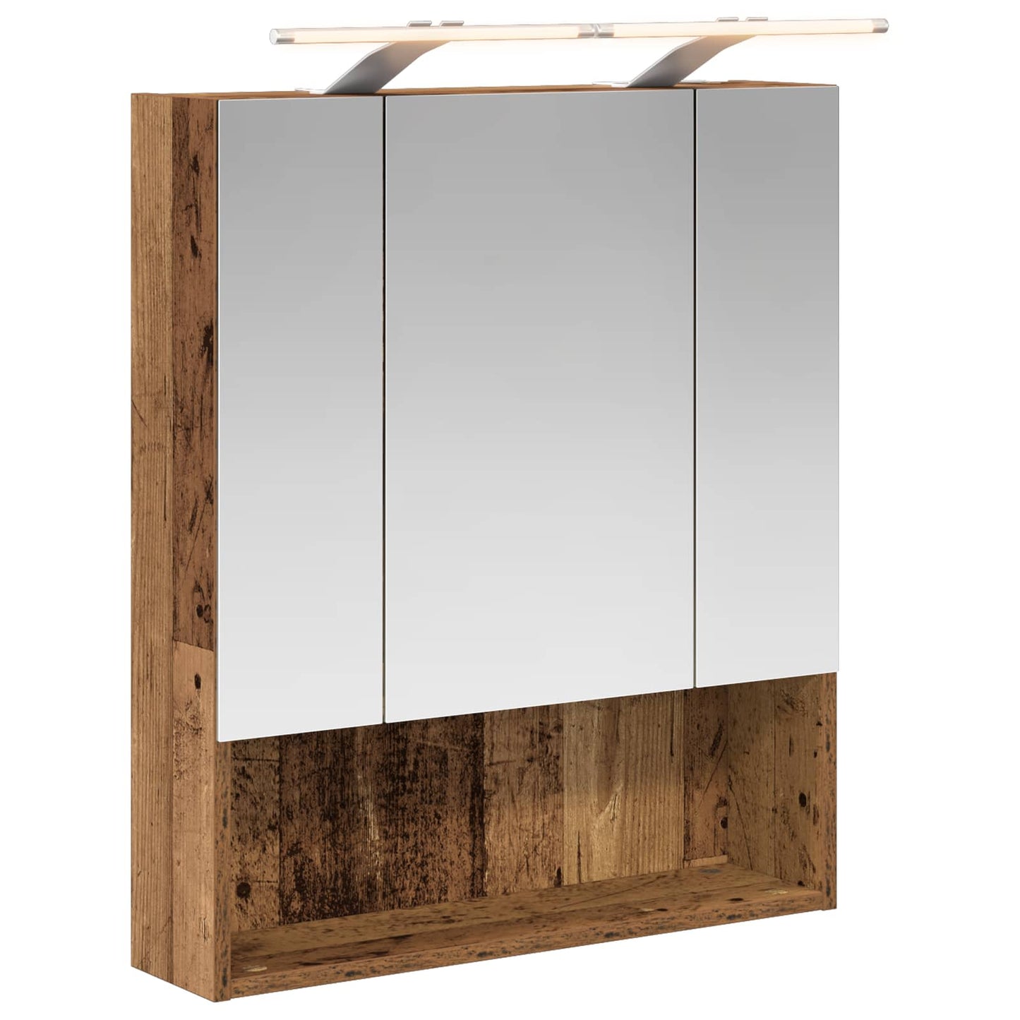 vidaXL Bathroom Mirror Cabinet with Shelf Old Wood 60 x 14.5 x 70 cm